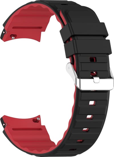 Siliconen bandje - geschikt voor Samsung Galaxy Watch 7 / Watch FE / Watch 6 / Watch 6 Classic / Watch 5 / Watch 5 Pro / Watch 4 / Watch 4 Classic - zwart-rood