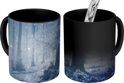 Magische Mok - Foto op Warmte Mokken - Koffiemok - Bos - Winter - Sneeuw - Magic Mok - Beker - 350 ML - Theemok