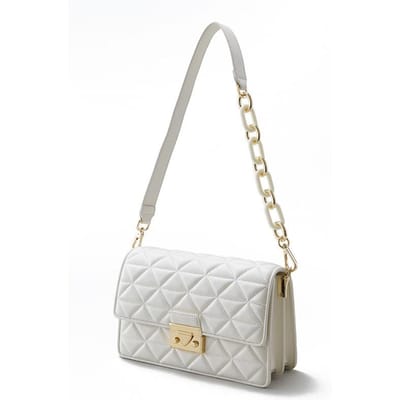 Niche High-end Leer Kleine Geur Stijl Diamant Ketting Oksel Kleine Vierkante Tas Één-schouder Crossbody Tas Dames Tas wit