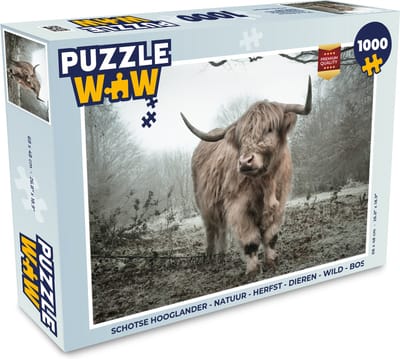 Puzzel Schotse hooglander - Natuur - Herfst - Dieren - Wild - Bos - Legpuzzel - Puzzel 1000 stukjes volwassenen
