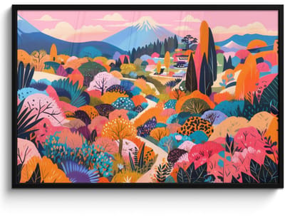 Poster in lijst - Fotolijst 120x80 cm - Posters - Witte bergtop - Modern - Kleurrijk - Posterlijst zwart - Decoratie - Wanddecoratie woonkamer - Muurdecoratie slaapkamer