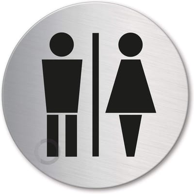 Toiletbord - Herentoilet - Deur Markering - Zelfklevend - Ø 100 mm - Zilver