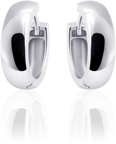 Jewels Inc. - Oorbellen - Oorringen - Half bol glad met schanier  - 5mm Breed - 18mmØ - Gerhodineerd Zilver 925