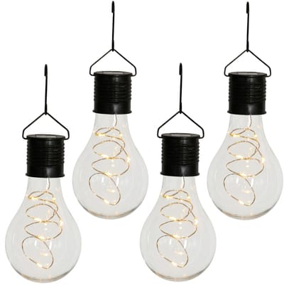 Anna's Collection Anna's Collection Solar sfeer hanglamp - 4x - tuin - lampenbol - zwart - glas - 15 cm