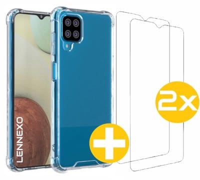 Hoesje en Screenprotector Combi Geschikt Voor Samsung A12 - Anti Shock Hoesje + 2x Screenprotector