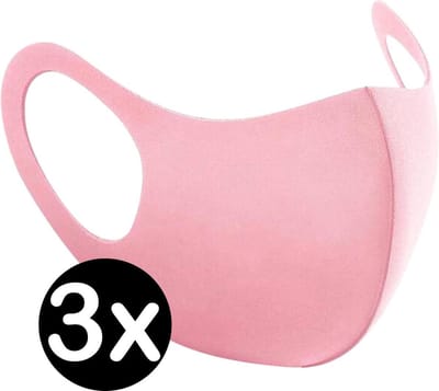 Mondkapje Wasbaar Roze Mondmasker Wasbaar Mondkapje Wasbare Mondkapjes Niet Medisch Elastisch Universeel - 3 PACK