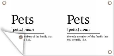 Schuttingposter Spreuken - Woordenboek - Pets - Quotes - Huisdieren definitie - 200x100 cm - Tuindoek