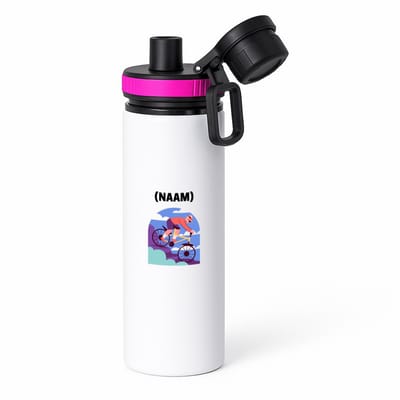 Hacebo® - Mountainbike met eigen naam waterfles met draaidop roze - Sport - Mountainbiker - Sport - water fles - 850ML