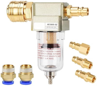 Dailygoods- Luchtfilter Waterseparator - 1/4 inch Aansluiting - Robuuste Metalen Behuizing - Eenvoudig Onderhoud - Effectieve Water- en Vervuilingseparatie - Luchtontvochtiger