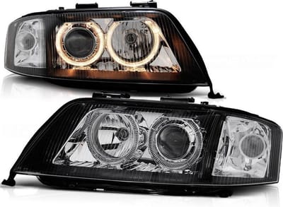 Koplampen dual halo rims AUDI A6 05 97-06 01 ANGEL EYES ZWART