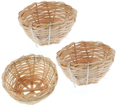 Golden crown - Natuurlijke Bamboe Vogelnest - Handgemaakt Vogelhuis - Geschikt voor Parkieten en Papegaaien - Voor Rusten en Voeden - 3 Stuks