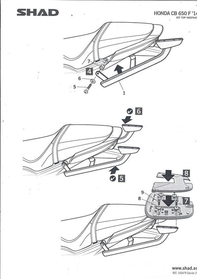 Support de top case Shad pour Moto Honda 650 CBR F 2013 à 2018 Neuf
