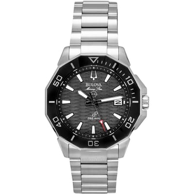 Montre de plongée Bulova Marine Star en acier inoxydable avec cadran noir Precisionist Quartz 96B434 200M pour homme noir