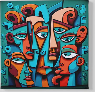 Vierkant Canvas Schilderij - Abstracte kunst - Wanddecoratie - 40x40x2 cm
