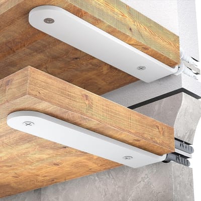 Plankbeugels - Zwevende steunen - Wandmontage - Zwaar metaal - 30 cm - Wit