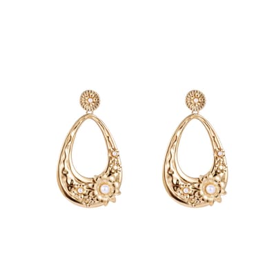 Go Dutch Label Oorknoppen flower pearl Goud