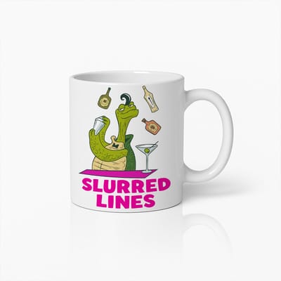 Slurred Lines Mok 330ml – Grappige Dronken Schildpad Koffiebeker met Cocktail Ontwerp – Humoristisch Cadeau voor Bartenders, Feestgangers & Vrienden