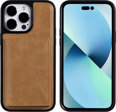 UNIQ Accessory Back Cover Wallet Case voor Apple iPhone 14 Pro Max - Pu Leer, Bruin, Bescherming van Telefoon
