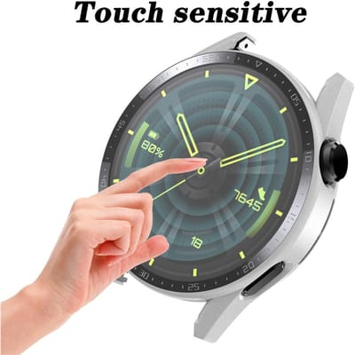 PC Frame Gehard Glas Case Compatibel voor Huawei Watch GT3 42mm46mm Smartwatch Schokbestendige Covers gray