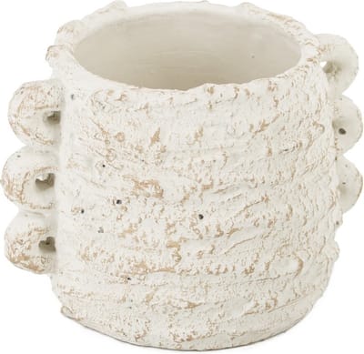 HomeaBound by KY | Aardewerk vaas ruffled naturel | 16x12.5x12.5cm | bloemenvaas aardewerk