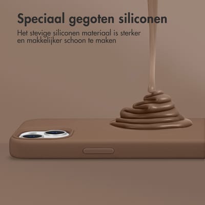 Accezz Hoesje - Geschikt voor Samsung Galaxy S25 Edge - Liquid Silicone Backcover met Magnetische Ring - Lichtbruin