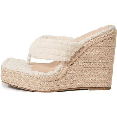 Vert Côtelé Bande Étroite Compensées Talons Pantoufles Féminines Bout Ouvert Sandales à Plateforme Chaussures d'Été pour Femmes 40 blanc