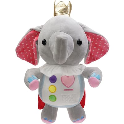 Twee pluche knuffelolifantjes, een zacht en schattig cadeau voor jongens, meisjes en baby's. Een verzamelbaar speelgoed met kroon. About 17 cm white