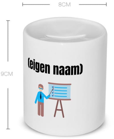 Akyol - docent met checklist met eigen naam Spaarpot - Docent - meesters of juffen - collega's - verjaardag - afscheidscadeau - geschenk - kado - 350 ML inhoud