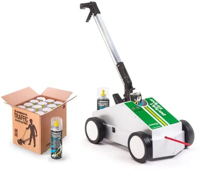 Ampere New Perfekt Striper lijnentrekker voor markeerverf | Met 12 bussen Traffic Paint Extra markeerverf geel