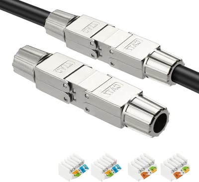 2-Pack RJ45 Connectoren, Cat7 Coupling Module, 8P8C Ethernet Connector, Afgeschermde Netwerk Extender, LSA Connector Adapter, Toolloze Modulaire Plug Connector voor Ethernet Kabels, Ideaal voor Thuis en Kantoor
