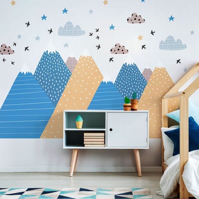 Muurstickers voor kinderkamers - Decoratie voor babykamers - Gigantische muursticker voor kinderen, Scandinavische bergen, CHOUKA - 60x90cm
