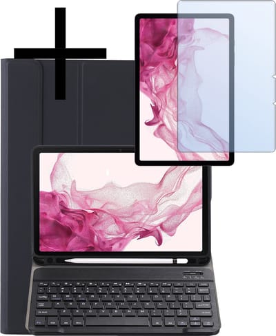 Hoes - Geschikt voor Samsung Galaxy Tab S10 Plus - Met Screenprotector - Keyboard Book Cover - Toetsenbord Case - Hoesje - Zwart