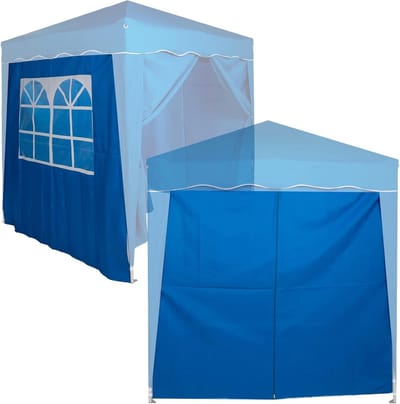 Zijpanelen met deur en raam voor partytent 2 meter blauw