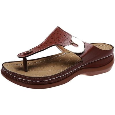 Zomer Strand Sleehakken Damesschoenen Voor Retro Casual Dames Platte Platform Sandalen Middenhakschoen Bloemschoenen Slippers Sandalen 40 bruin