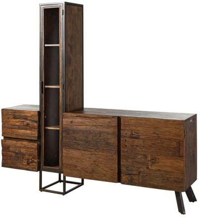 MASSIVMOEBEL24.DE acacia / sloophout kledingkast bruin massief hout 193x38x185 cm (BxTxH) gelakt deels gemonteerd SEVILLA volledig massief #07
