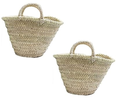 Set van 2 handgemaakte babymandjes van natuurlijke vezels