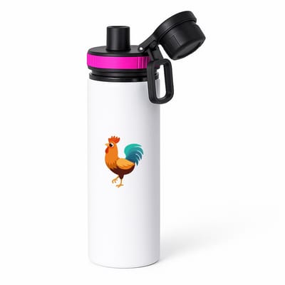 Hacebo® - Haan waterfles met draaidop roze - Kippen - Dieren liefhebbers - Kip - vogels - kinderboerderij - huisdieren - water fles - 850ML