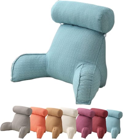 Leeskussen met Armleuningen - Rugsteun Kussen - Ontspannen Lezen - Afneembaar Neksteun - 75x40x40cm - Grijs