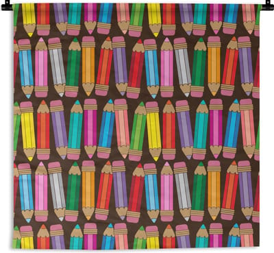 Wandkleed - Wanddoek - Potlood - Patronen - Abstract - Regenboog - 180x180 cm - Wandtapijt