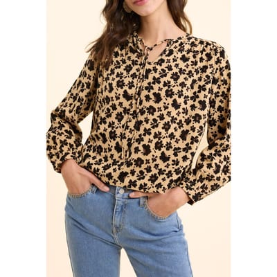 ICode Floral Leo Print Beige Blouse Ecru Maat: S | Blouses Outlet | Dames | Beige