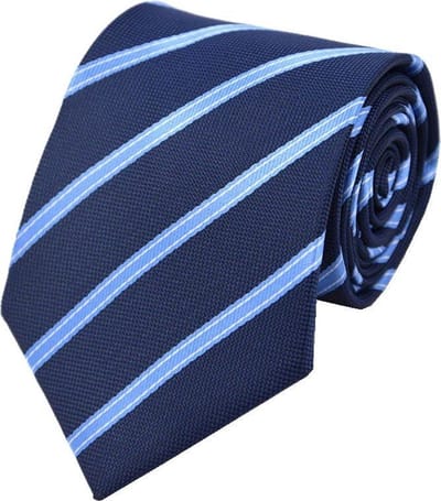 Fako Fashion - Luxe Stropdas - 145cm - 8cm - Donkerblauw/Lichtblauw Gestreept