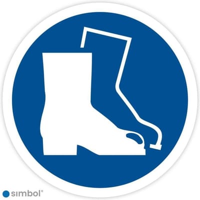 Simbol® - Stickers Veiligheidsschoenen Verplicht (M008) - Formaat ø 5 cm.