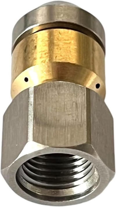 Pijpreinigingsmondstuk Hogedrukreiniger - Afvoer reiniger - Verstoppingen Verwijderen - Zelfaanzuigend Terugslagprincipe - 1/4 Inch - Zilver