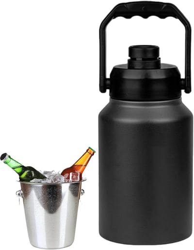 Geïsoleerde Emmer - Drankkoeler Container - Dranken Koel Houden - Dubbele Vacuüm Isolatie - 2 liter - Zwart