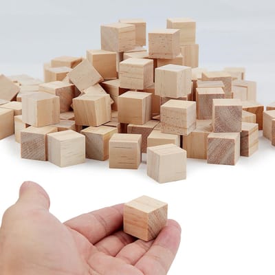 Houten kubussen, 20 mm, blanco, blok om te knutselen, vierkant, knutselhout, voor doe-het-zelf schilderen, handwerk