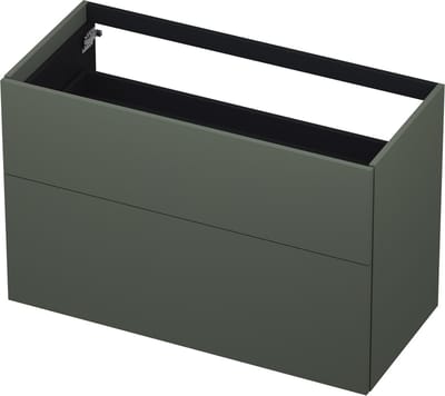 INK wastafelonderkast 2 laden greeploos push to open gelakt 100x45x65cm, mat beton groen