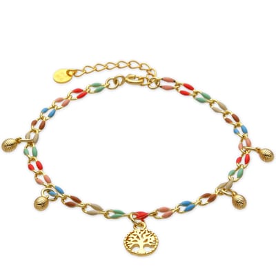 Luxenter Armband van 925 sterlingzilver en veelkleurig gelakt met 18-karaats geelgoud afwerking - Ximue