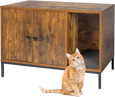 JCP® Kattenhuis - Kattenbak Kast - Kattenbak Ombouw - Bruin - 80cm x 55cm x 55cm