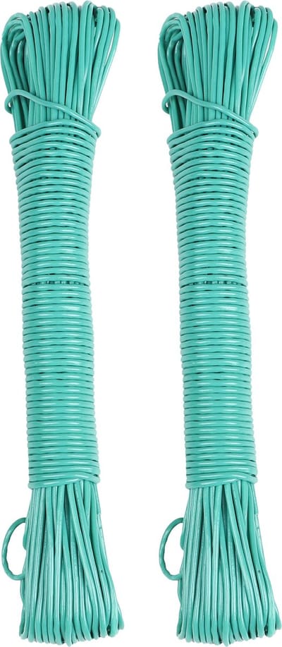 Urban Living Waslijn - 2x - 20 meter - PVC - groen - drooglijn / waslijndraad - wasgoed ophangen