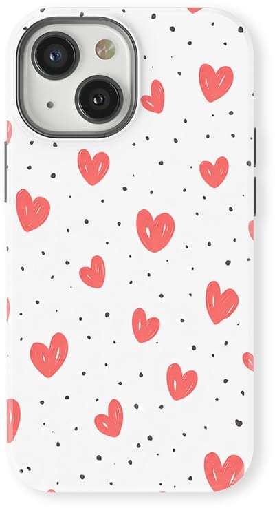 Tough Hoesje met Hartjes geschikt voor iPhone 13 Mini | Little Love Tough Case Geschikt voor Mag | Hartjes Print Backcover geschikt voor iPhone 13 Mini Cherry Hearts